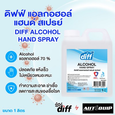 ดิฟฟ์ แอลกอฮอล์  แฮนด์ สเปรย์ DIFF ALCOHOL HAND SPARY สเปรย์แอลกอฮอล์ทำความสะอาดมือลดการสะสมขอเชื้อโรค โดยไม่ต้องล้างออก ขนาด 1000 ML.